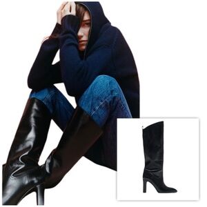 Zara Heeled Black Leather Boots